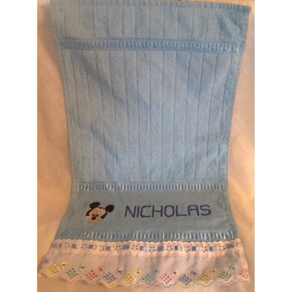 Vintage Disney Babies Mickey Mouse Handtowel Monogram Nicholas, Nursery Room Dec - Picture 2 of 6